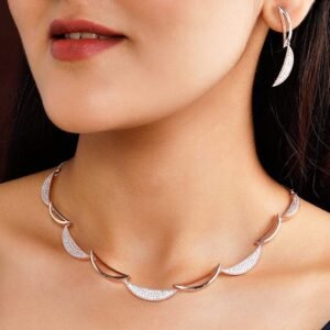 Shineva Rose Gold Plated Zirconia Stone Studded Handcrafted Necklace Set.